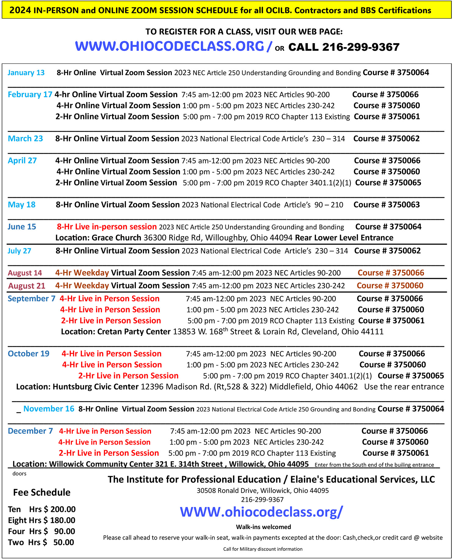 2024 Schedule